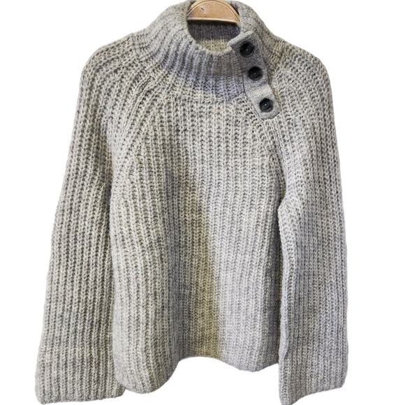 Banana Republic Textured Funnel Neck Pullover Gray Sweater Loose Fit Women XS - Picture 2 of 5